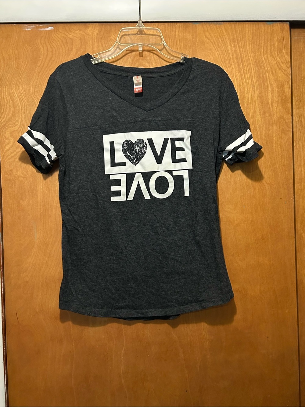 No Boundaries Charcoal and White Graphic V-Neck Tee